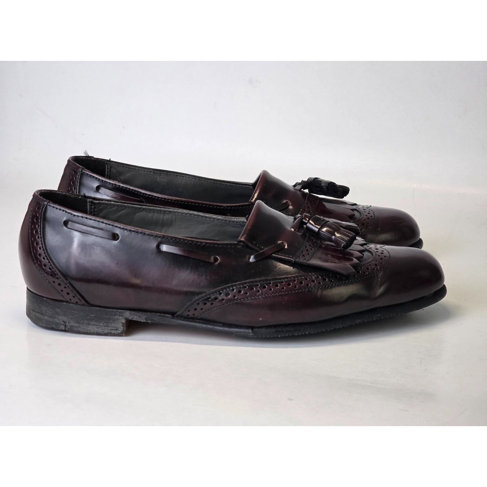 Dexter Men's Loafers Size 8.5 M Burgundy Leather Wingtip Dress Tassels Shoes USA